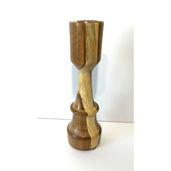 Hand Turned Handcrafted Candle Stick Holder Mixed Wood Olive Wood - Picture 2 of 12